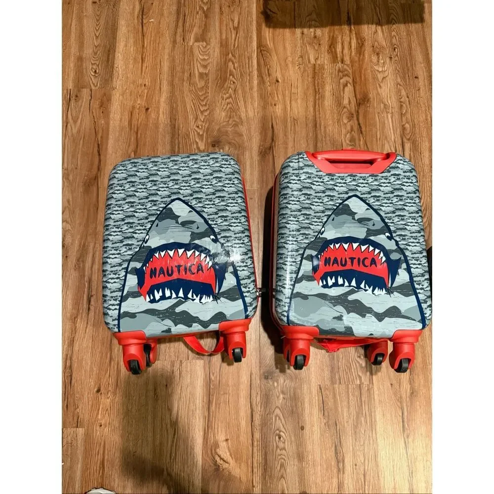Nautica 2 piece boys shark attack hard shell luggage carry on bundle